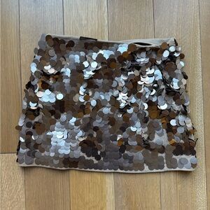 J. Crew Sequin Mini Skirt in Brown and Silver